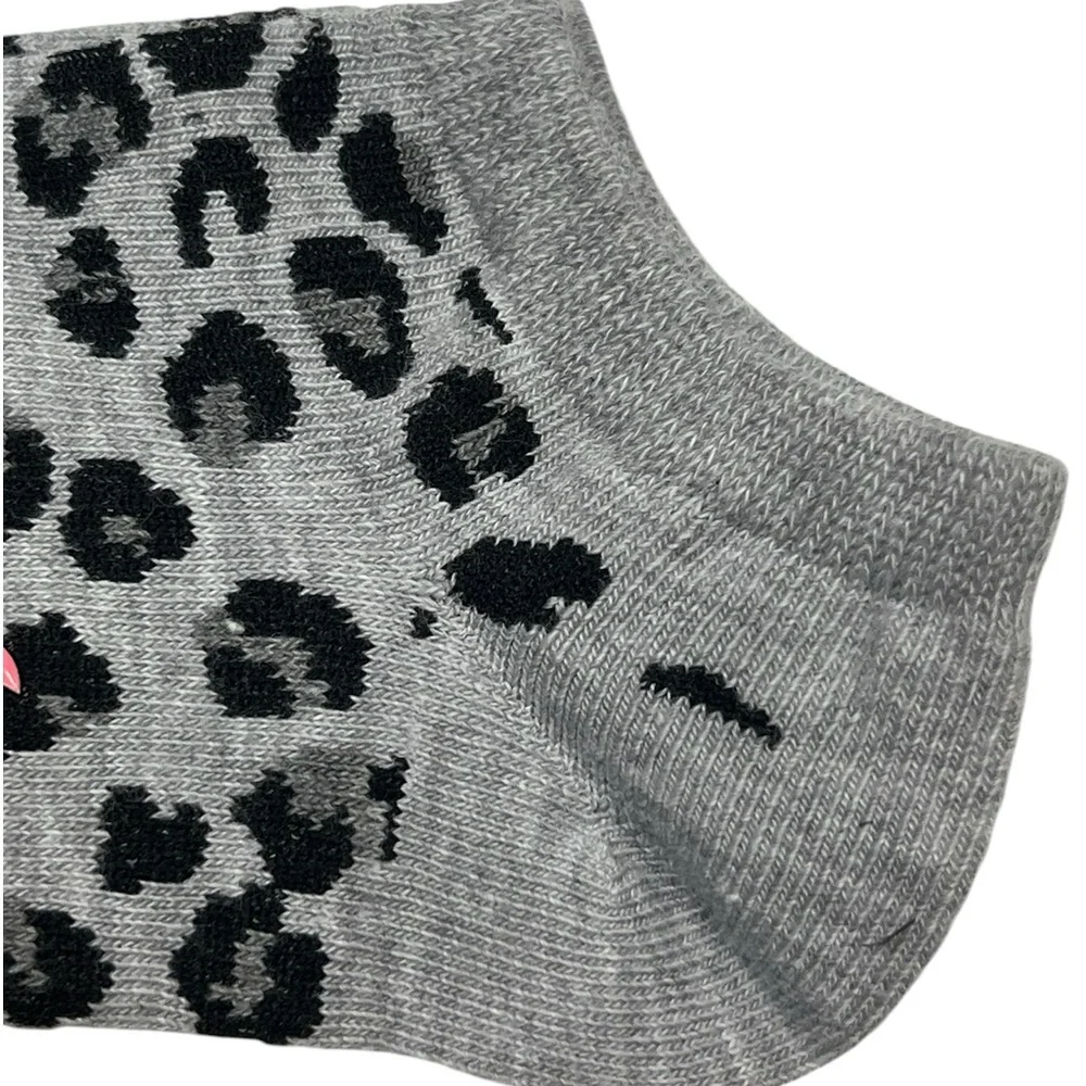 Women’s Low Cut Animal Print Socks 2 Pair Black Gray Zebra Leopard Print NEW